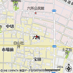 愛知県稲沢市北島町六所周辺の地図