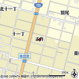愛知県稲沢市平和町法立正作周辺の地図
