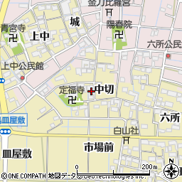 愛知県稲沢市北島町中切周辺の地図