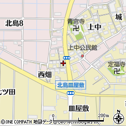 愛知県稲沢市北島町（西屋敷）周辺の地図
