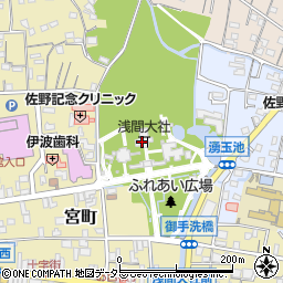 富士山本宮浅間大社周辺の地図