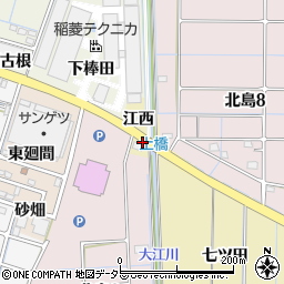 愛知県稲沢市北島町江西周辺の地図