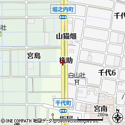 愛知県稲沢市千代町権助周辺の地図