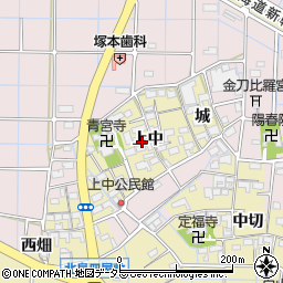 愛知県稲沢市北島町（上中）周辺の地図