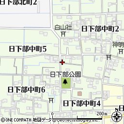 愛知県稲沢市日下部中町周辺の地図