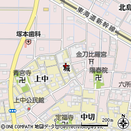 愛知県稲沢市北島町城周辺の地図