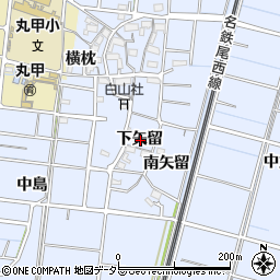 愛知県稲沢市祖父江町三丸渕下矢留周辺の地図