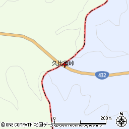 久比須峠周辺の地図