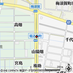 愛知県稲沢市堀之内町（琵琶戸）周辺の地図