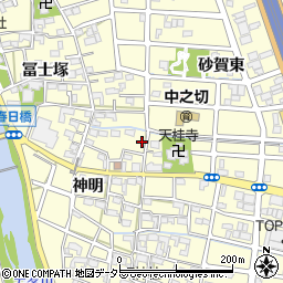 愛知県清須市春日神明周辺の地図