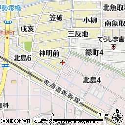 愛知県稲沢市北島町神明前1-62周辺の地図