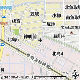 愛知県稲沢市北島町神明前1-88周辺の地図