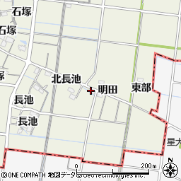 愛知県稲沢市祖父江町島本明田周辺の地図