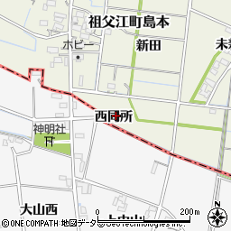 愛知県稲沢市祖父江町島本西同所周辺の地図