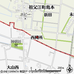 愛知県稲沢市祖父江町島本（西同所）周辺の地図