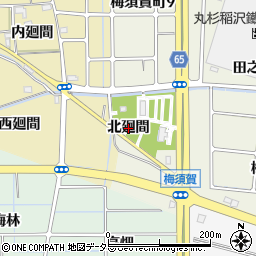 愛知県稲沢市梅須賀町（北廻間）周辺の地図