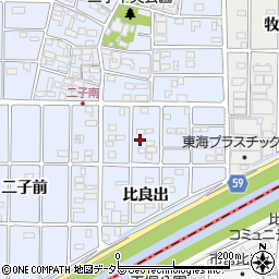 愛知県北名古屋市二子比良出周辺の地図