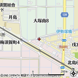 愛知県稲沢市北島町亀坪周辺の地図