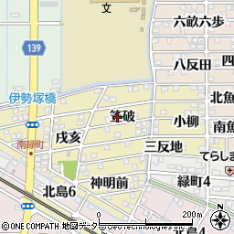 愛知県稲沢市北島町笠破周辺の地図