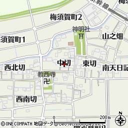 愛知県稲沢市梅須賀町中切周辺の地図