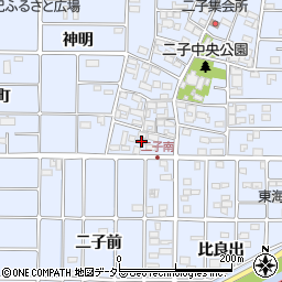 愛知県北名古屋市二子屋敷280周辺の地図