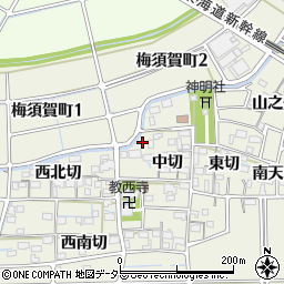 愛知県稲沢市梅須賀町江崎周辺の地図