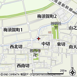 愛知県稲沢市梅須賀町（江崎）周辺の地図