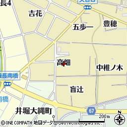 愛知県稲沢市矢合町高畑周辺の地図