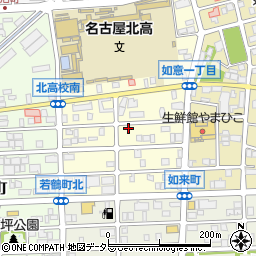 愛知県名古屋市北区如来町周辺の地図