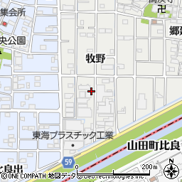 愛知県北名古屋市久地野（牧野）周辺の地図