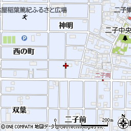 愛知県北名古屋市二子周辺の地図