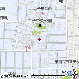 愛知県北名古屋市二子屋敷267周辺の地図