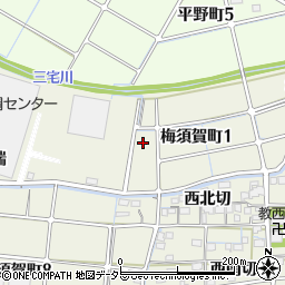愛知県稲沢市梅須賀町1丁目周辺の地図