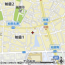 名古屋市立　如意保育園周辺の地図