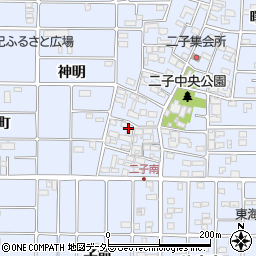 愛知県北名古屋市二子屋敷287周辺の地図