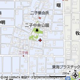 愛知県北名古屋市二子屋敷374周辺の地図