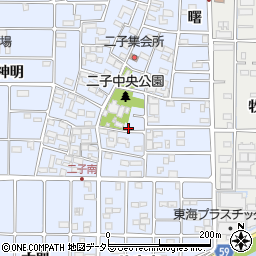 愛知県北名古屋市二子屋敷372周辺の地図