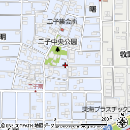 愛知県北名古屋市二子屋敷375周辺の地図