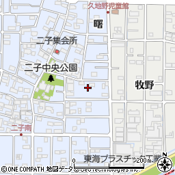 愛知県北名古屋市二子曙周辺の地図