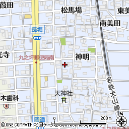 愛知県北名古屋市九之坪神明19周辺の地図