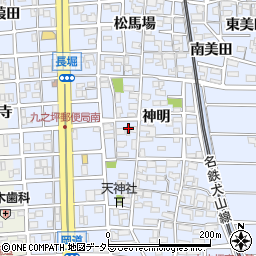愛知県北名古屋市九之坪神明17周辺の地図