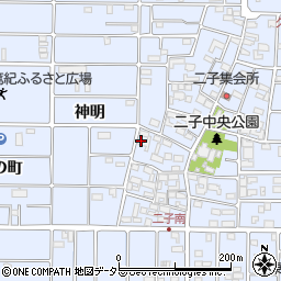 愛知県北名古屋市二子屋敷293周辺の地図
