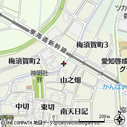 愛知県稲沢市梅須賀町（午新田）周辺の地図