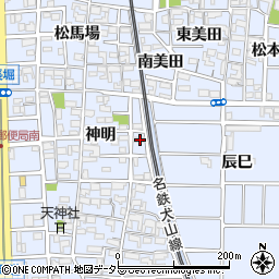 愛知県北名古屋市九之坪神明74周辺の地図