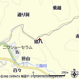 愛知県豊田市三箇町猪八周辺の地図