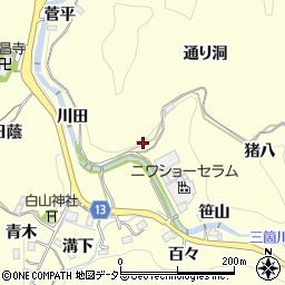 愛知県豊田市三箇町通り洞14周辺の地図