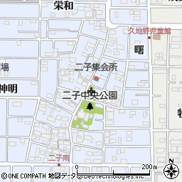 愛知県北名古屋市二子屋敷243周辺の地図