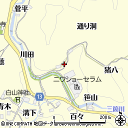 愛知県豊田市三箇町通り洞13周辺の地図