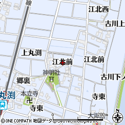 愛知県稲沢市祖父江町三丸渕江北前周辺の地図