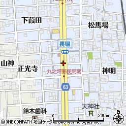 愛知県北名古屋市九之坪神明越周辺の地図